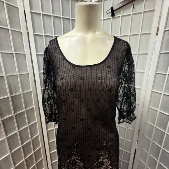 Body flirt,Woman,Dress Formal,Black,Sz M,Long Sleeve,Knee length,Elastic Lace.! - Picture 5 of 12